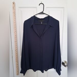 White House Black Market Deep Blue Button Up Blouse
